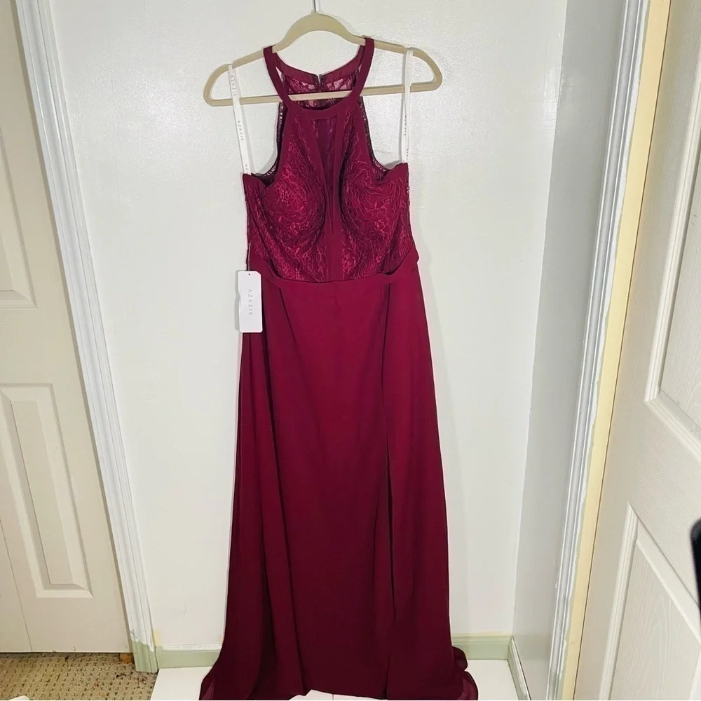 Azazie Burgundy Maxi Dress - Picture 2 of 7
